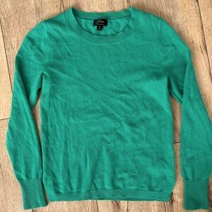 J. Crew 100% Cashmere Kelly Green Crewneck Sweater